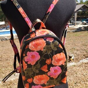 Rose patterned mini backpack purse no brand GUC